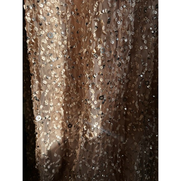 Adrianna Papell Sequin Beaded Gown Pink Nude 16 Formal Evening Dress - Picture 5 of 13